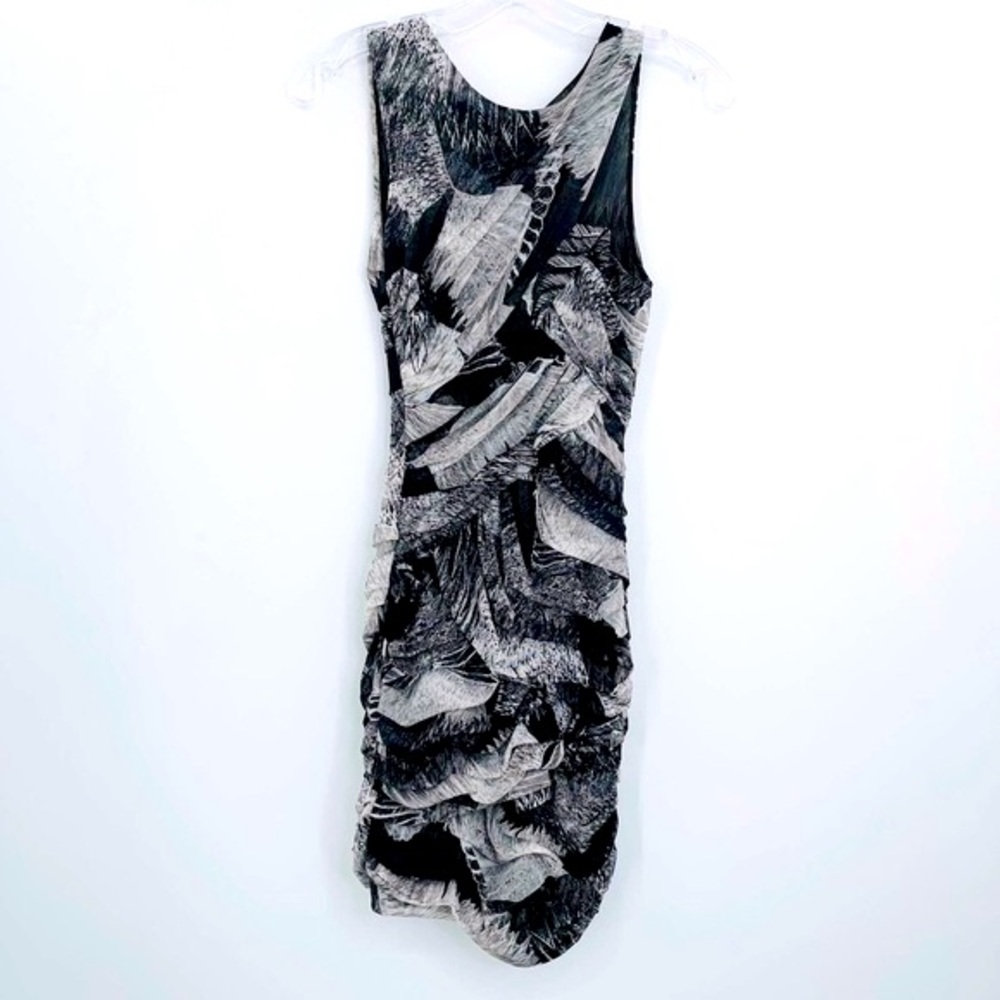 BCBGMaxAzria Roxanne Ruched Abstract Asymmetrical Dress - Picture 2 of 15